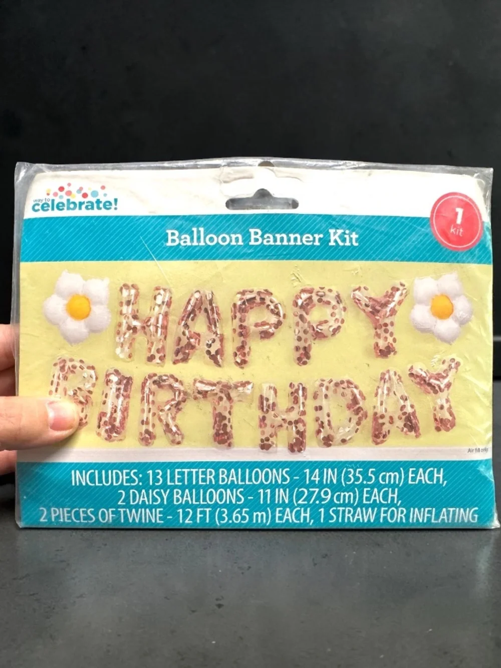 NWT Rose Gold Happy Birthday Balloon Banner Kit Confetti Party Decor